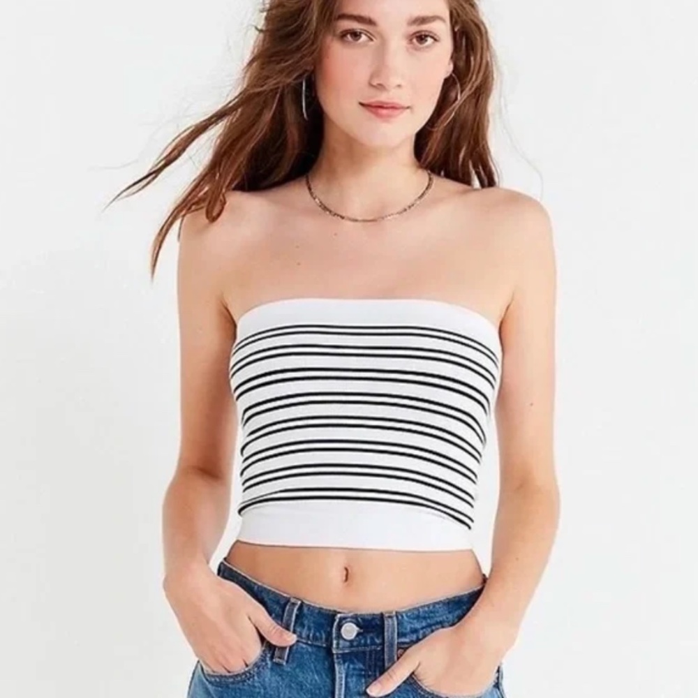 Urban Black & White Striped Tube Top